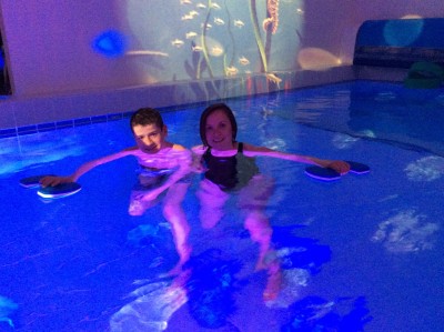 Matt with his physio Sharon in the hydrotherapy pool