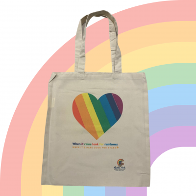 Rainbow heart canvas shopping bag