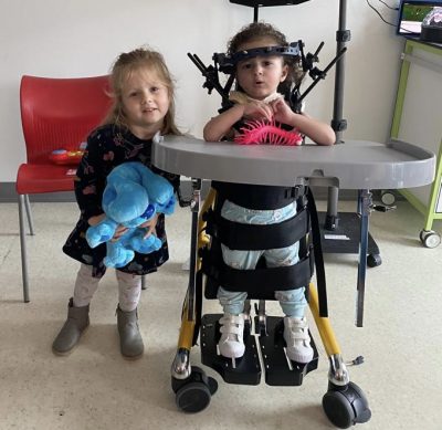 Alice and sister Maya at the Noahs Ark Childrens Hospital for Wales